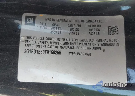 2015 Chevrolet Camaro 1Lt z USA, uszkodzony, nr VIN 2G1FD1E30F9168266